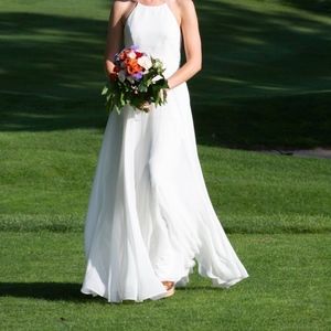 Jenny Yoo White Chiffon Bridesmaids Dress (Sz 2)